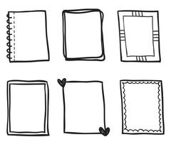 hand drawn Set of black and white doodle rectangle frames vector