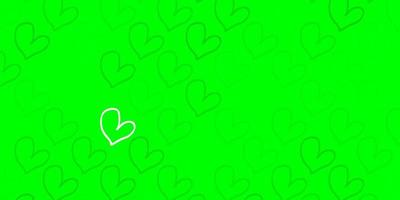Light Green vector texture with lovely hearts.