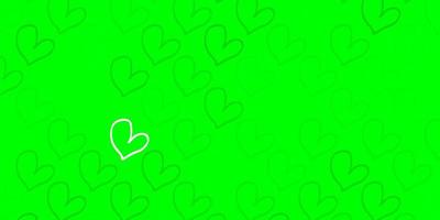 Light Green vector texture with lovely hearts.