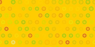 Light Green, Yellow vector background with occult symbols.