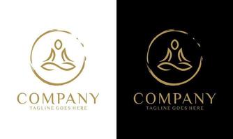 Yoga Logo Template Design Vector, Emblem, Design Concept, Creative Symbol, Icon. Vector logo on which an abstract image of a person sitting in lotus position.