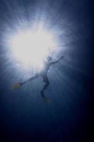 snorkelling in sea with sun photo