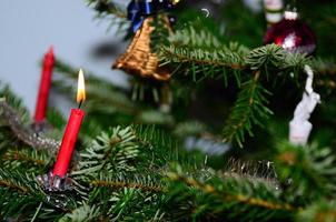 burning candle on christmas photo