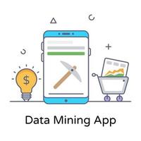 icono de la aplicación de minería de datos en estilo moderno vector