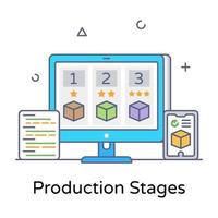 Conceptual flat design of production stages icon vector