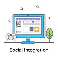 icono de concepto de esquema plano de plataforma de integración social vector