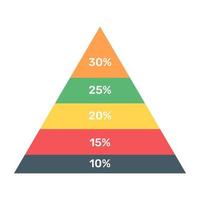 gráfico de pirámide plana aislado sobre fondo blanco vector