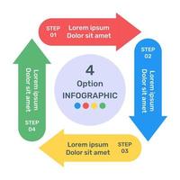 Business data representation through arrows infographic in flat icon vector