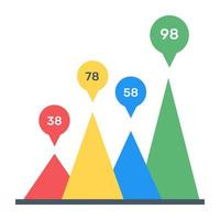 Mountain like structure in a chart graph conceptualizing mountain chart vector