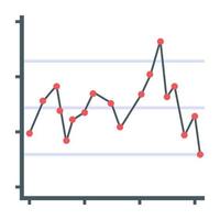 icono plano de gráfico de líneas, concepto de informe financiero vector