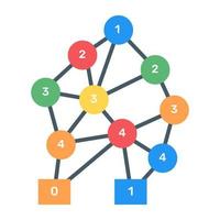 A binary tree diagram icon in flat design vector