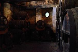 old barrels in cellar photo