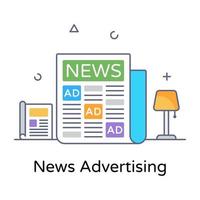 Download premium flat outline vector of news advertising