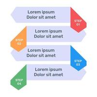 icono de infografía de etiquetas de paso en diseño plano vector