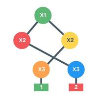 un icono de diagrama de árbol binario en diseño plano vector