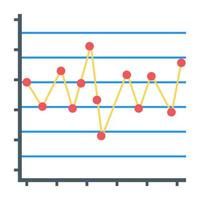 icono plano de gráfico de líneas, concepto de informe financiero vector