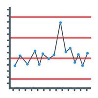 icono plano de gráfico de líneas, concepto de informe financiero vector