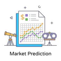 Market prediction flat outline concept icon vector