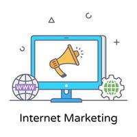 An internet marketing in flat outline vector