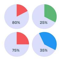 una infografía moderna que muestra un gráfico circular múltiple en un icono plano vector