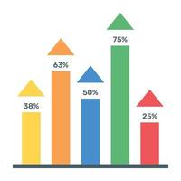 Graphical representation of a vertical bar chart, called a column graph vector