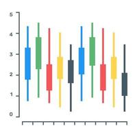 A box plot or a candlestick chart icon in flat editable design vector