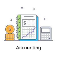 Business ledger with number cruncher, accounting icon vector