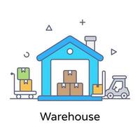 Parcels inside shelter denoting warehouse icon