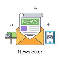 Flat outline vector of newsletter