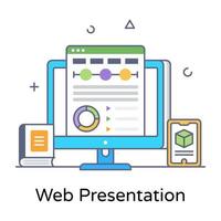 vector de contorno plano de presentación web en línea