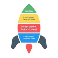 Infographic in rocket, flat icon of startup infographic vector
