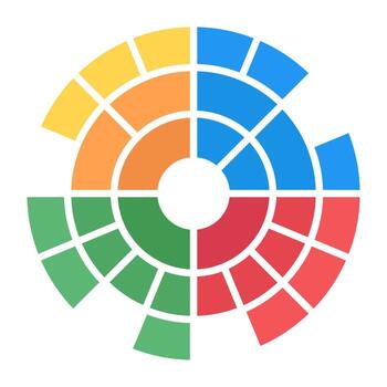 Sunburst data chart icon, flat editable design vector