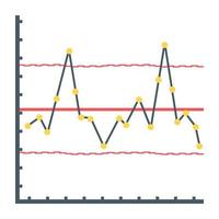 icono plano de gráfico de líneas, concepto de informe financiero vector