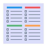 A flat vector of checklist template, editable design