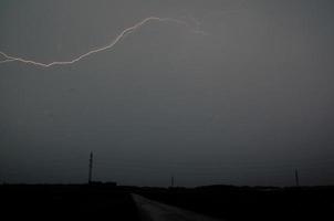 horizontal lightning in the night photo