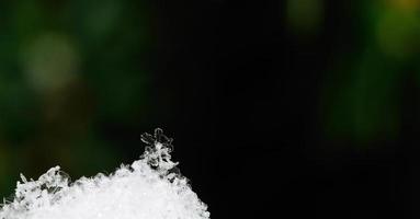 snow crystal on the top of snow panorama photo