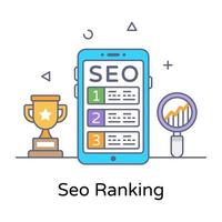 Editable flat outline design of seo ranking icon vector