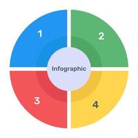 A modern infographic showing multi pie chart in flat icon vector