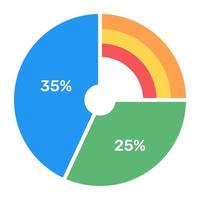 A modern infographic showing multi pie chart in flat icon vector