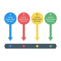 Business data representation through arrows infographic in flat icon vector