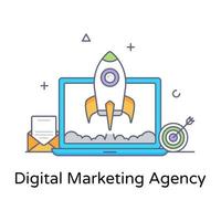 icono de agencia de marketing digital en estilo de contorno plano vector