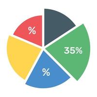 una infografía moderna que muestra un gráfico circular múltiple en un icono plano vector