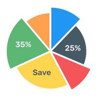 A modern infographic showing multi pie chart in flat icon vector