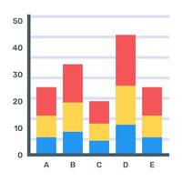 A flat editable icon of pareto analytics vector