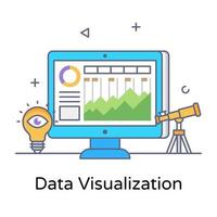 Colorful outline design icon of data visualization vector