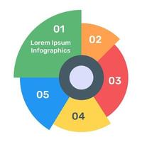 A modern infographic showing multi pie chart in flat icon vector