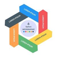 trazando en una dirección etiquetada, icono plano del diagrama de información vector