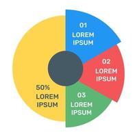 una infografía moderna que muestra un gráfico circular múltiple en un icono plano vector