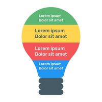 A bulb idea infographic icon, flat vector