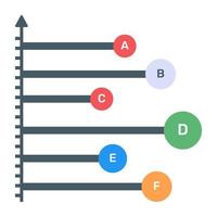 diseño de icono plano de gráfico de barras horizontales vector